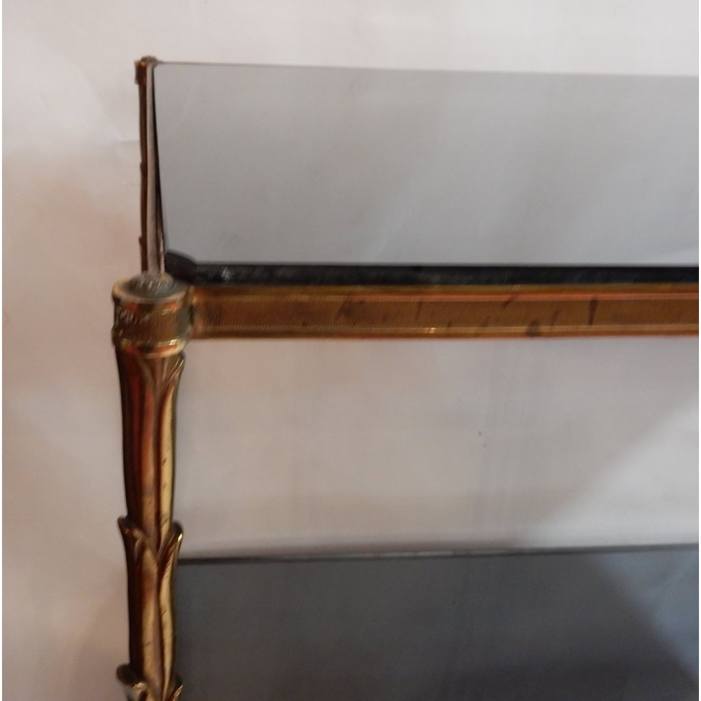 1950/70′ Table d’Appoint en Bronze Doré Décor Palmier Maison Charles