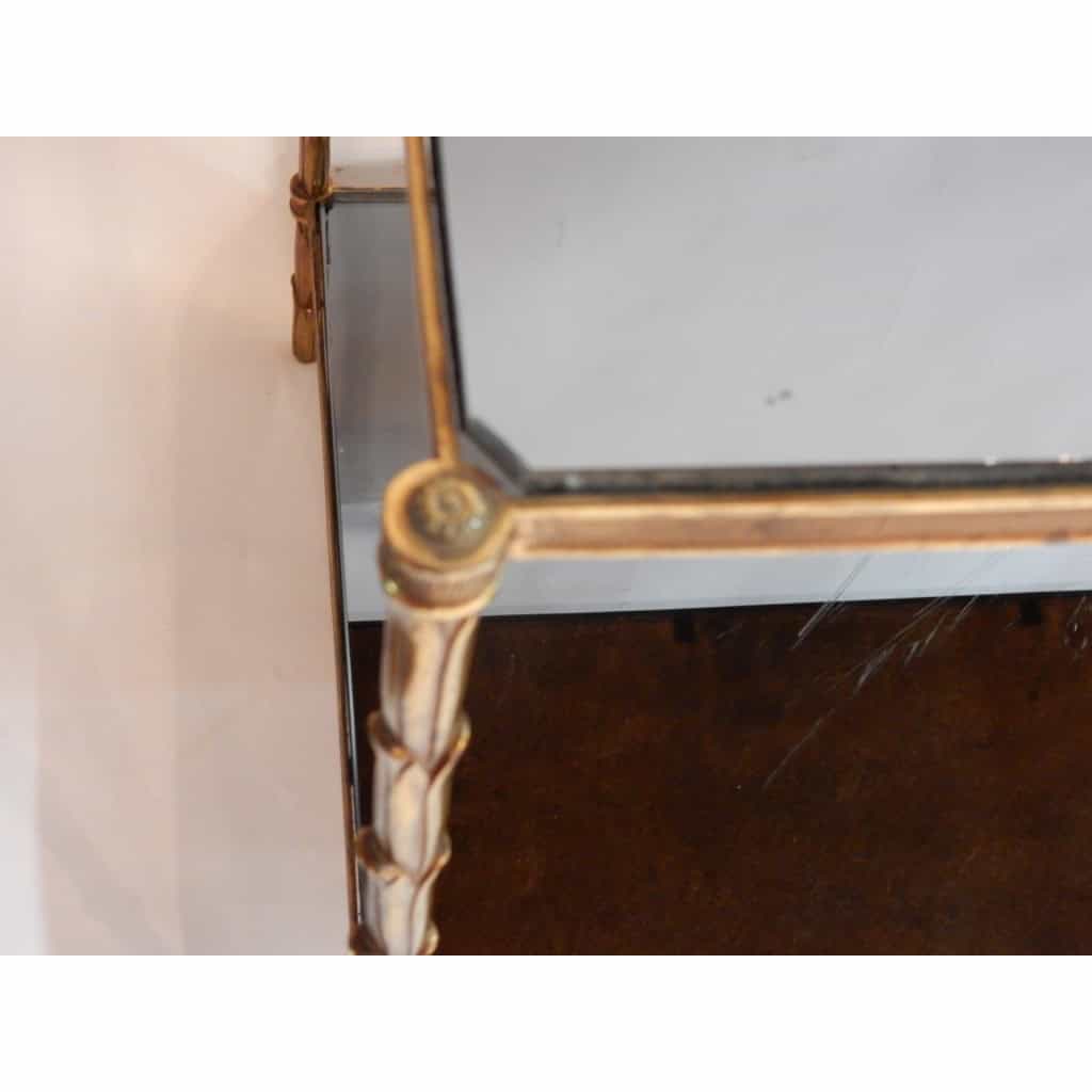 1950/70′ Table d’Appoint en Bronze Doré Décor Palmier Maison Charles