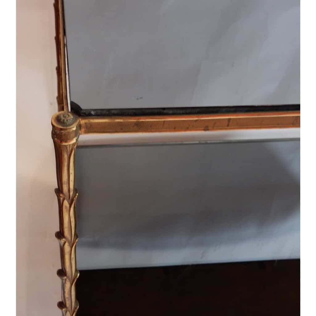 1950/70′ Table d’Appoint en Bronze Doré Décor Palmier Maison Charles