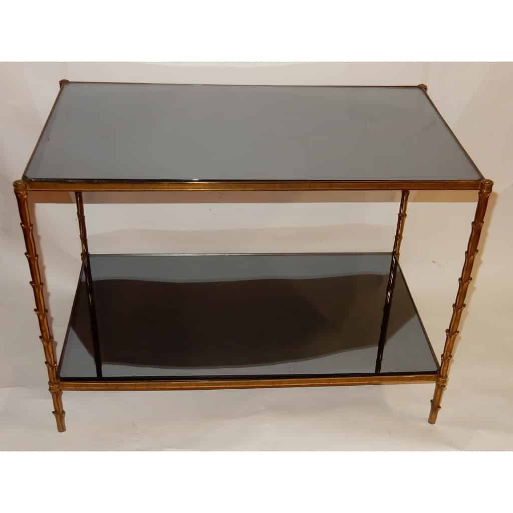 1950/70′ Table d’Appoint en Bronze Doré Décor Palmier Maison Charles