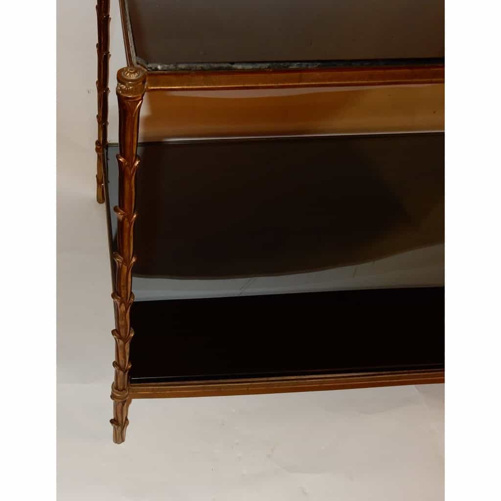 1950/70′ Table d’Appoint en Bronze Doré Décor Palmier Maison Charles