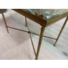 1950/70′ Bout de Canapé Bronze, Plateau Marbre Ou Onyx Bleu Et Rouille Maison Charles Signé Avec Entretoise