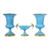 Pair de vase en Opaline turquoise monture en bronze doré avec un coupe au milieu d’époque Charles X | Biron ||||||||