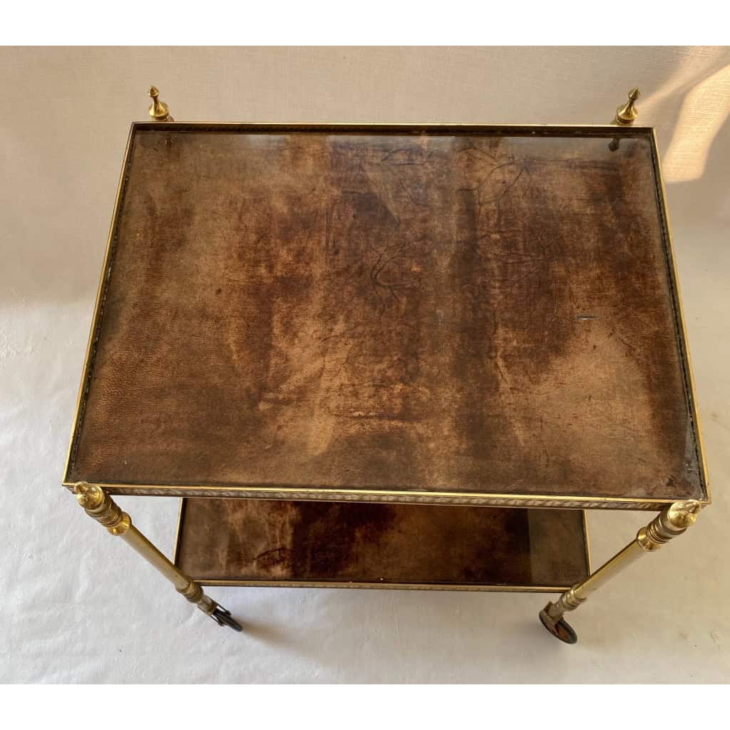 1970′ Desserte Roulante Aldo Tura Bronze Doré Plateaux Gainés Peau De Chèvre | Biron 1970′ Desserte Roulante Aldo Tura Bronze Doré Plateaux Gainés Peau De Chèvre