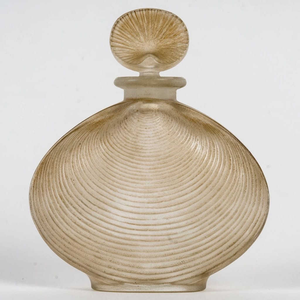 Flacon « Telline » verre blanc patiné sépia de René LALIQUE | Biron ||||||