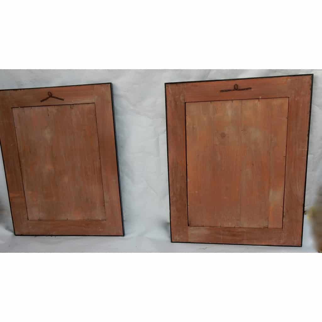 1970/80 Paire De Miroirs Venise Style Louis 14 Avec Ornements En Verre Bleu | Biron 1970/80 Paire De Miroirs Venise Style Louis 14 Avec Ornements En Verre Bleu