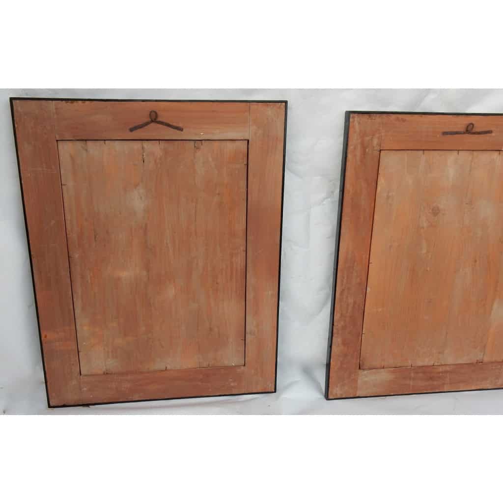 1970/80 Paire De Miroirs Venise Style Louis 14 Avec Ornements En Verre Bleu | Biron 1970/80 Paire De Miroirs Venise Style Louis 14 Avec Ornements En Verre Bleu