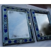 1970/80 Paire De Miroirs Venise Style Louis 14 Avec Ornements En Verre Bleu | Biron 1970/80 Paire De Miroirs Venise Style Louis 14 Avec Ornements En Verre Bleu