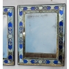 1970/80 Paire De Miroirs Venise Style Louis 14 Avec Ornements En Verre Bleu | Biron 1970/80 Paire De Miroirs Venise Style Louis 14 Avec Ornements En Verre Bleu