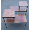 1970′ Paire De Tables à Étage En Bronze Patiné Gainées De Cuir Maison Jansen | Biron |||||||||||