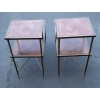 1970′ Paire De Tables à Étage En Bronze Patiné Gainées De Cuir Maison Jansen | Biron 1970′ Paire De Tables à Étage En Bronze Patiné Gainées De Cuir Maison Jansen