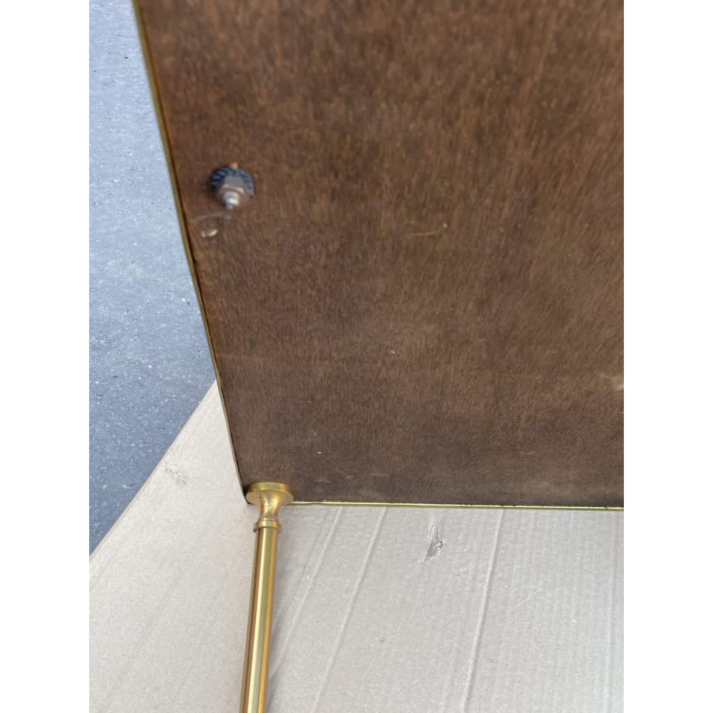 1970′ Paire De Tables à Étage En Bronze Patiné Gainées De Cuir Maison Jansen | Biron 1970′ Paire De Tables à Étage En Bronze Patiné Gainées De Cuir Maison Jansen