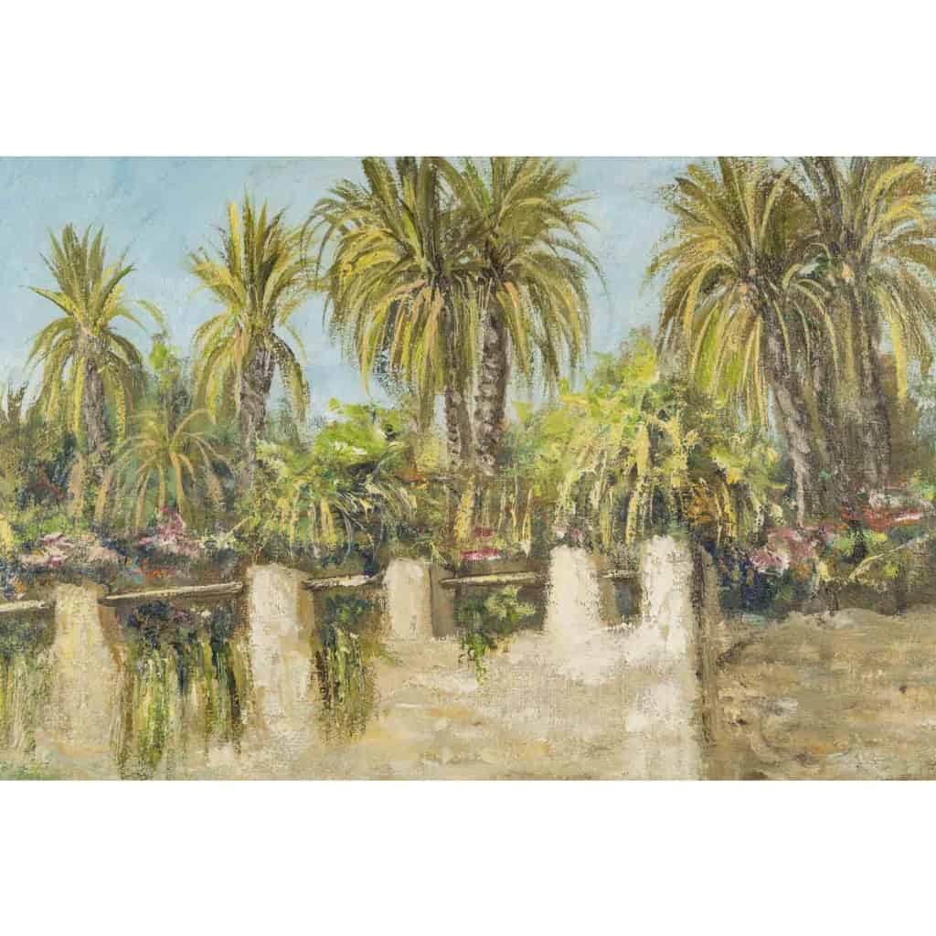 Huile sur toilepar Pierre AUZOLE ( Orientaliste ) « OASIS » sud Algérien ou Maroc XIX ème siècle | Biron Huile sur toilepar Pierre AUZOLE ( Orientaliste ) "OASIS" sud Algérien ou Maroc XIX ème siècle