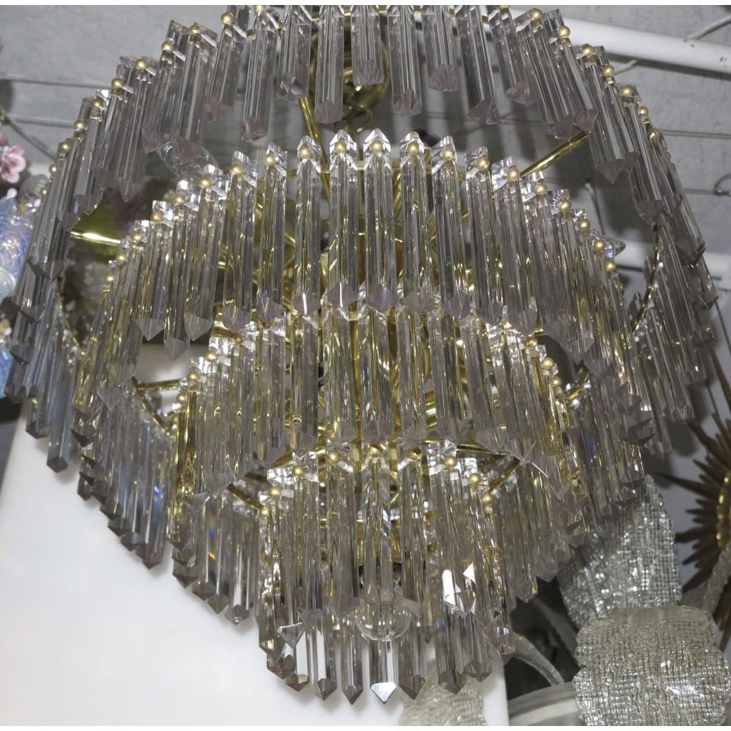 1970′ Lustre 180 Cristaux 17 Ampoules Hauteur 94 x Diamètre 64 cm | Biron 1970′ Lustre 180 Cristaux 17 Ampoules Hauteur 94 x Diamètre 64 cm