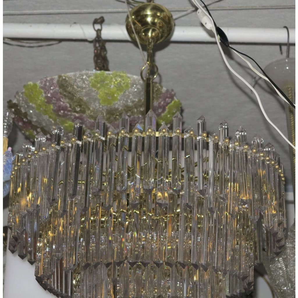1970′ Lustre 180 Cristaux 17 Ampoules Hauteur 94 x Diamètre 64 cm | Biron 1970′ Lustre 180 Cristaux 17 Ampoules Hauteur 94 x Diamètre 64 cm
