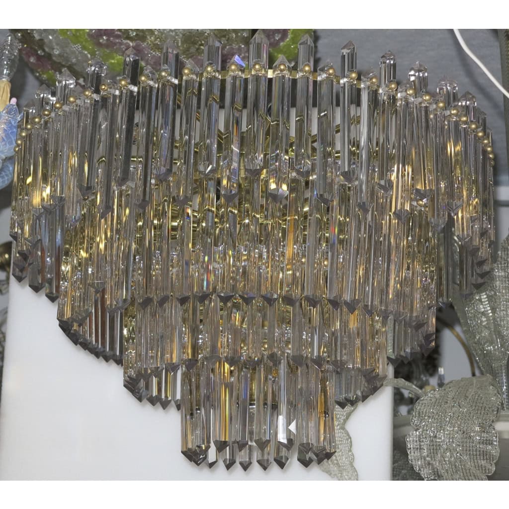 1970′ Lustre 180 Cristaux 17 Ampoules Hauteur 94 x Diamètre 64 cm | Biron 1970′ Lustre 180 Cristaux 17 Ampoules Hauteur 94 x Diamètre 64 cm