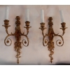 1880′ Paire d’Appliques En Bronze Enfants Jouant Des 2 Trompettes Modèle de Jean HAURE | Biron ||||||||||