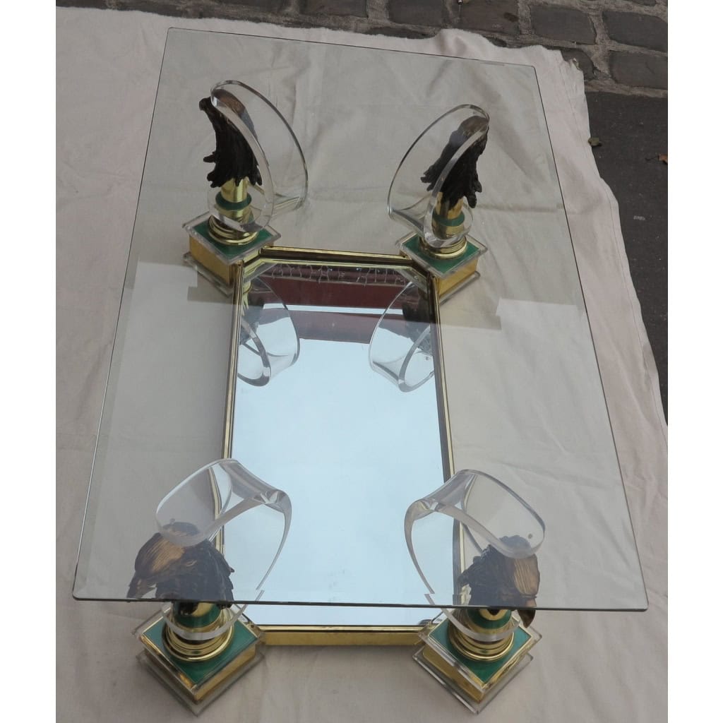 1970′ Table Basse Aux Aigles de Style Maison Charles | Biron 1970′ Table Basse Aux Aigles de Style Maison Charles