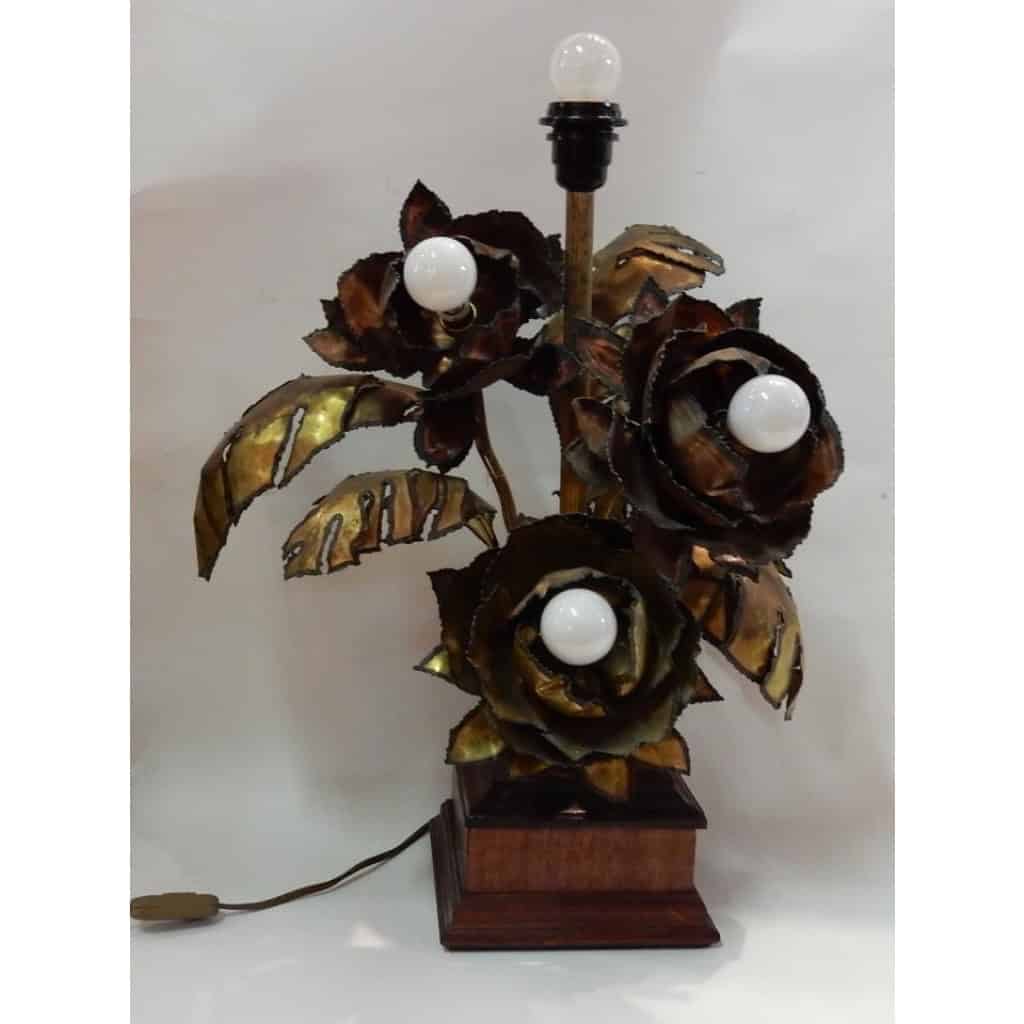 1970′ Lampe Aux Anémones en Métal Style Maison Jansen 3 Têtes Genre Baroque | Biron 1970′ Lampe Aux Anémones en Métal Style Maison Jansen 3 Têtes Genre Baroque