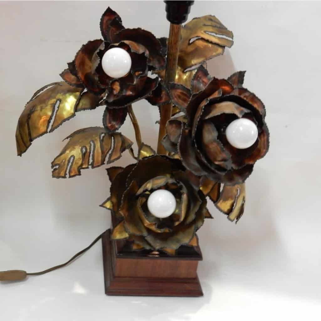 1970′ Lampe Aux Anémones en Métal Style Maison Jansen 3 Têtes Genre Baroque | Biron 1970′ Lampe Aux Anémones en Métal Style Maison Jansen 3 Têtes Genre Baroque