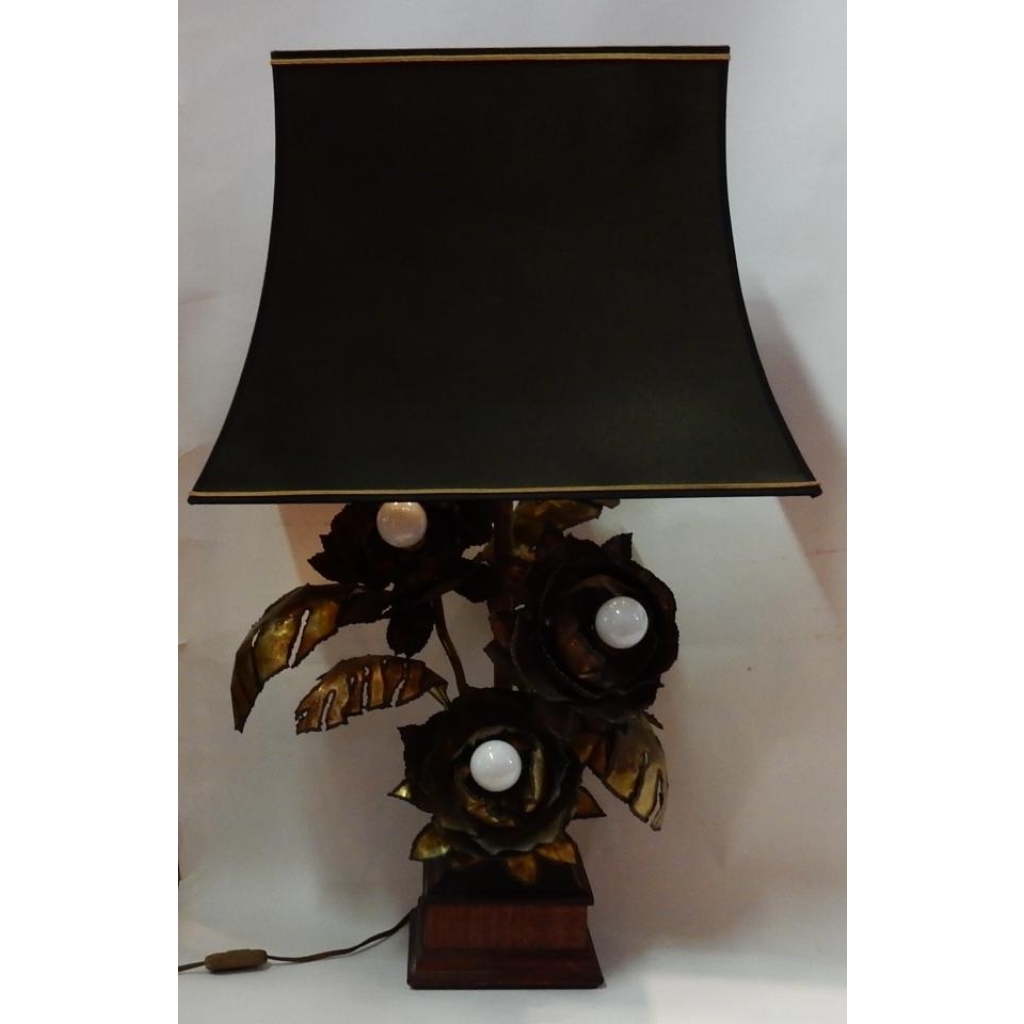 1970′ Lampe Aux Anémones en Métal Style Maison Jansen 3 Têtes Genre Baroque | Biron 1970′ Lampe Aux Anémones en Métal Style Maison Jansen 3 Têtes Genre Baroque