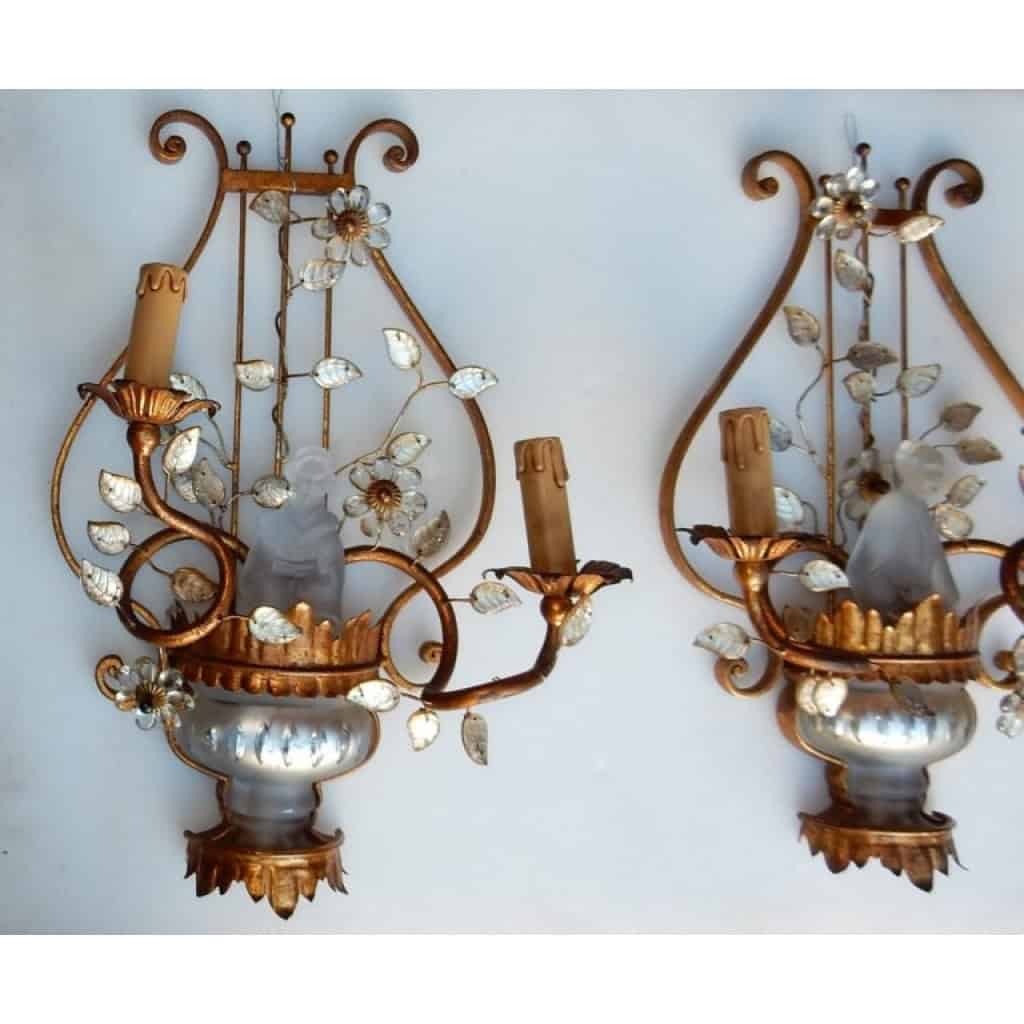 1970′ Paire d’Appliques aux Chinois Style Maison Baguès | Biron 1970′ Paire d’Appliques aux Chinois Style Maison Baguès