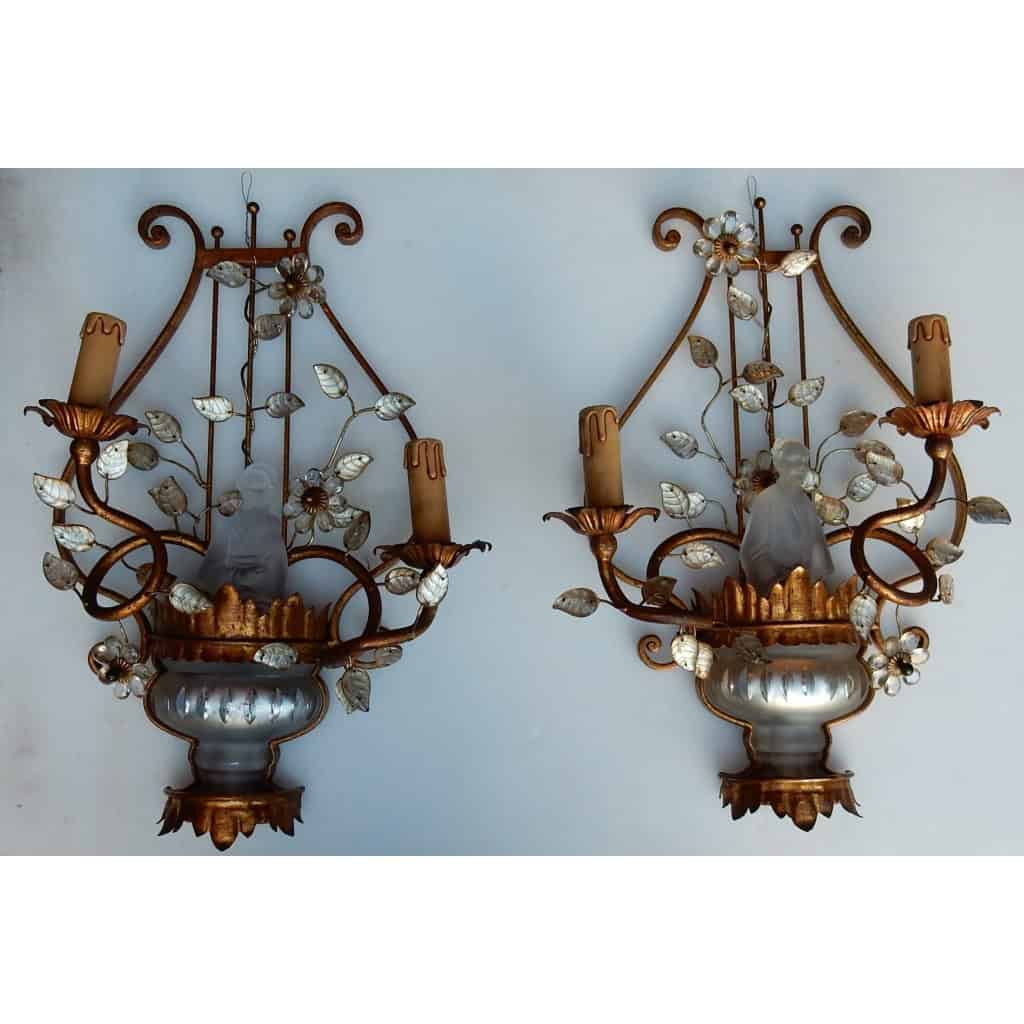 1970′ Paire d’Appliques aux Chinois Style Maison Baguès | Biron 1970′ Paire d’Appliques aux Chinois Style Maison Baguès