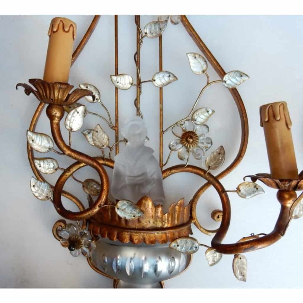 1970′ Paire d’Appliques aux Chinois Style Maison Baguès | Biron 1970′ Paire d’Appliques aux Chinois Style Maison Baguès