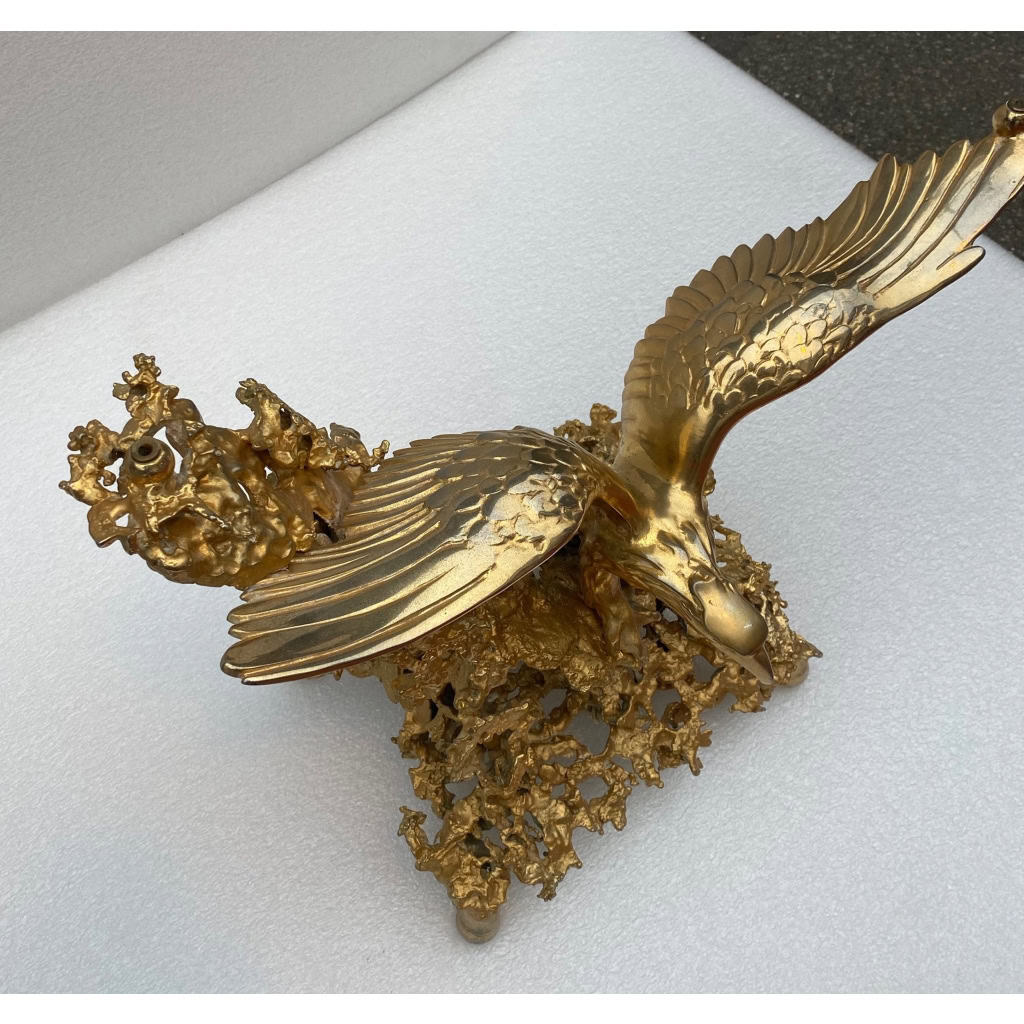 1970′ Table Basse Aux Aigles En Bronze Doré Signée De Boeltz Pour Roméo Paris