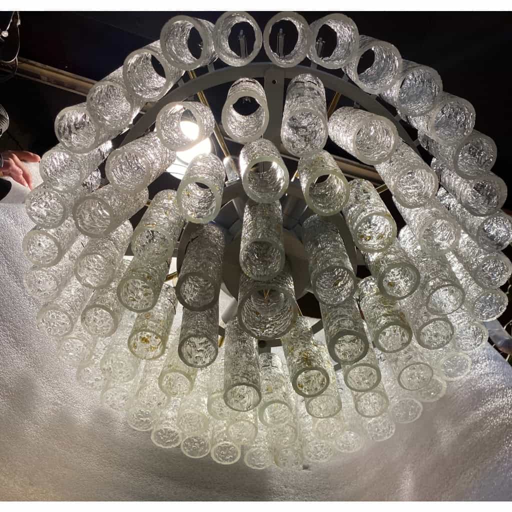 1970′ Lustre Doria 4 Niveaux 78 Cristaux En Verre Soufflé Design Venini Murano | Biron 1970′ Lustre Doria 4 Niveaux 78 Cristaux En Verre Soufflé Design Venini Murano