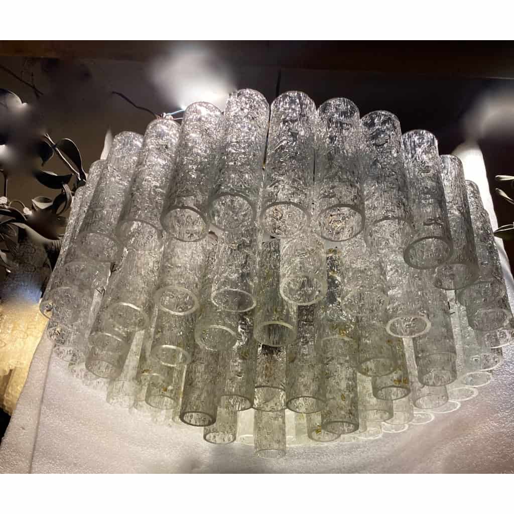 1970′ Lustre Doria 4 Niveaux 78 Cristaux En Verre Soufflé Design Venini Murano | Biron 1970′ Lustre Doria 4 Niveaux 78 Cristaux En Verre Soufflé Design Venini Murano