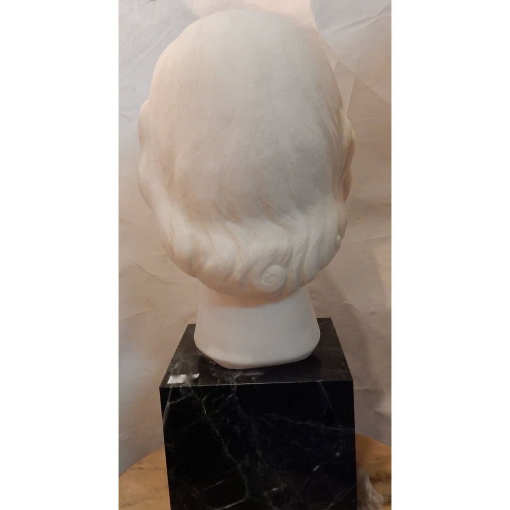 1930′ Art Déco Tête De Femme En Marbre Signée Par M. Di Domenico | Biron 1930′ Art Déco Tête De Femme En Marbre Signée Par M. Di Domenico