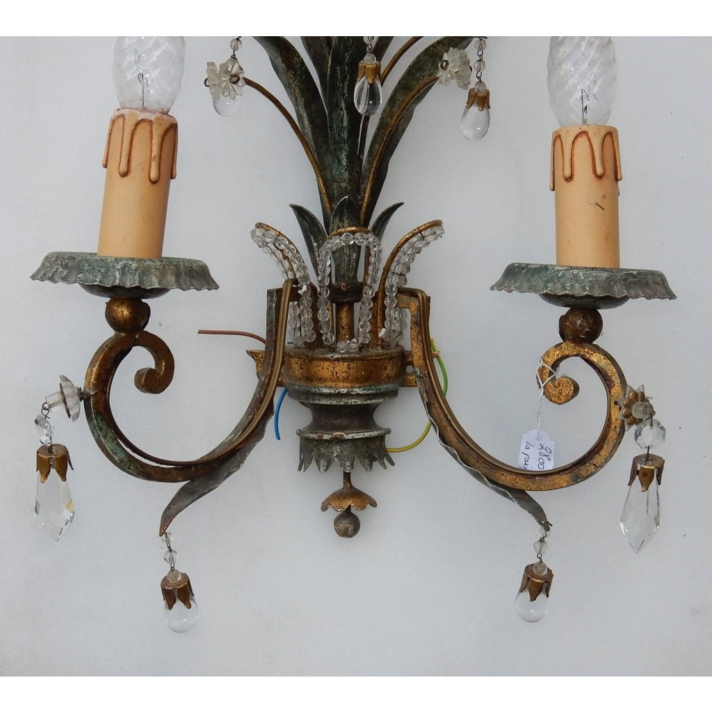 1950/70′ Paire d’Appliques au Feuillage Ananas Style Maison Baguès | Biron 1950/70′ Paire d’Appliques au Feuillage Ananas Style Maison Baguès
