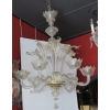 1900/20 Lustre Cristal Murano Avec Inclusions Feuilles d’Or 6 Branches | Biron ||||||||
