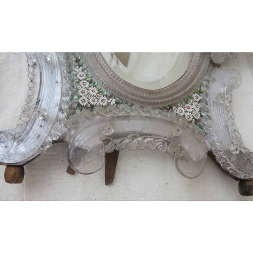 1880/1900′ Miroir Murano Décoré de Fleurs en Micromosaique 4