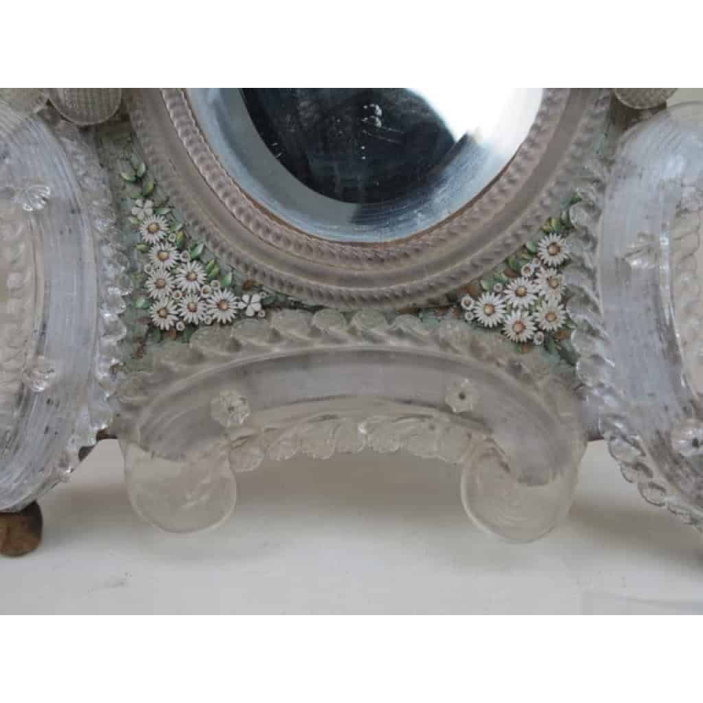 1880/1900′ Miroir Murano Décoré de Fleurs en Micromosaique 5