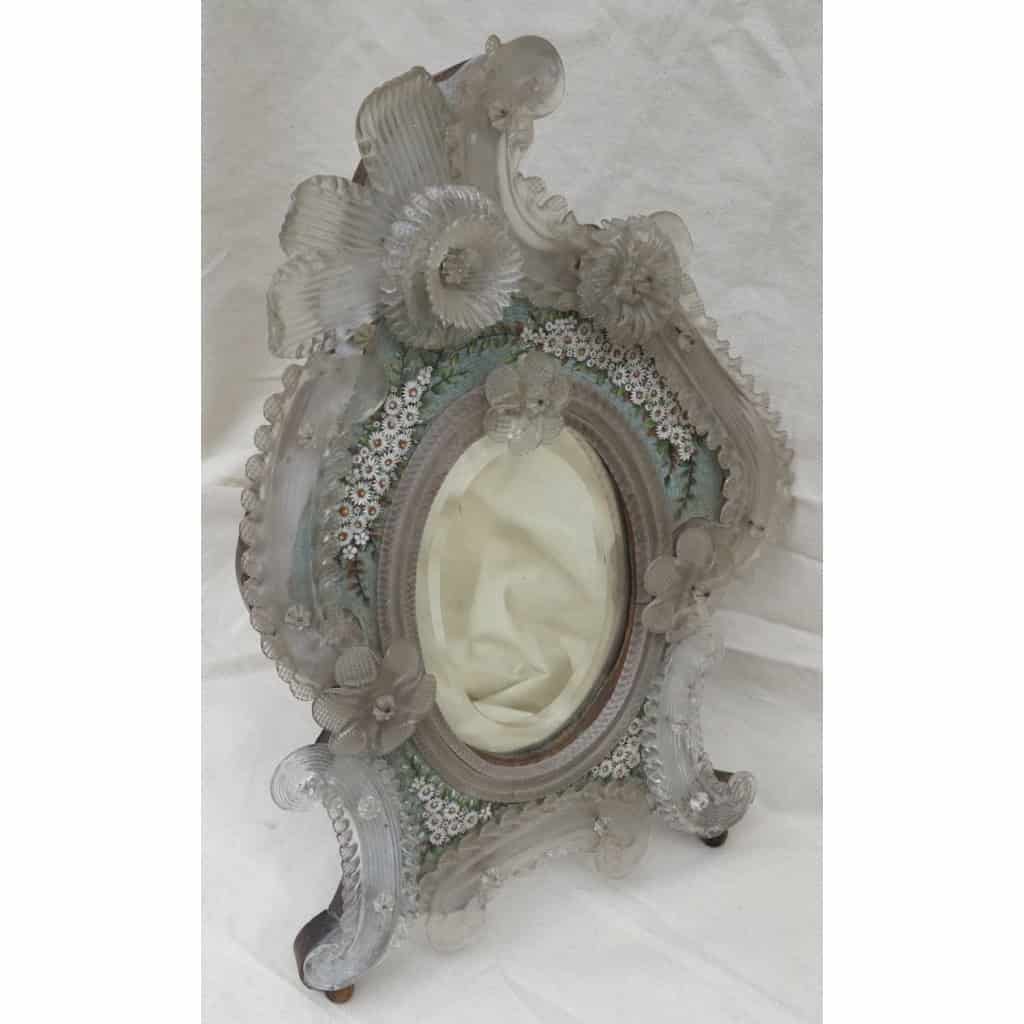 1880/1900′ Miroir Murano Décoré de Fleurs en Micromosaique 6