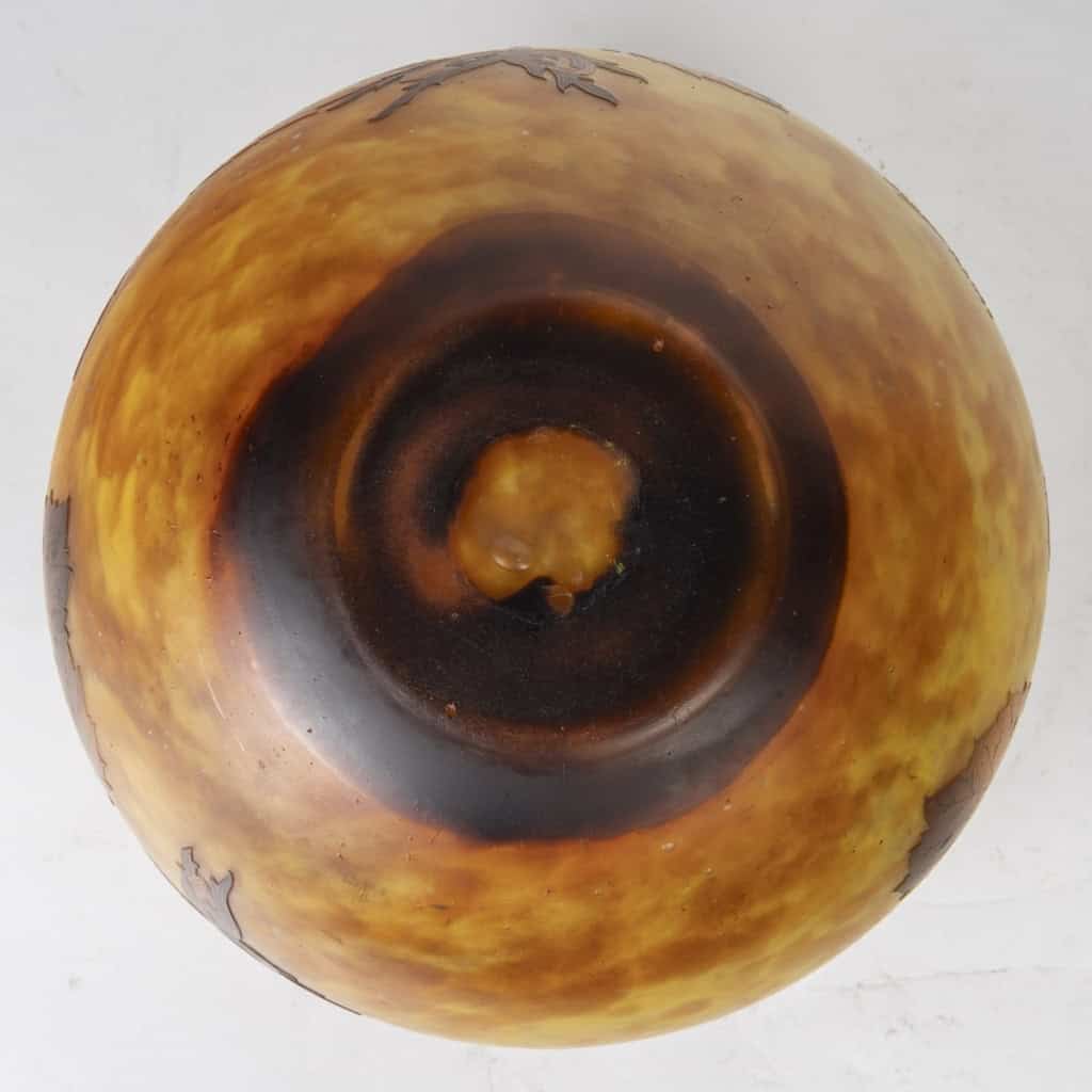 Daum Nancy – Important Vase Boule Aux Noisettes, Pate De Verre Art Nouveau | Biron Daum Nancy - Important Vase Boule Aux Noisettes, Pate De Verre Art Nouveau