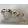 1970′ Seau A Champagne,A Glaçons et Flacon Cristal Pointes De Diamant Avec Tétes De Lion Bronze Doré | Biron ||||||||||||