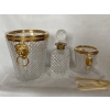 1970′ Seau A Champagne,A Glaçons et Flacon Cristal Pointes De Diamant Avec Tétes De Lion Bronze Doré | Biron 1970′ Seau A Champagne,A Glaçons et Flacon Cristal Pointes De Diamant Avec Tétes De Lion Bronze Doré