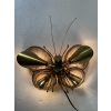 1970’ Applique Papillon en Bronze ou Laiton, Duval Brasseur Ou Isabelle Faure, 4 Ampoules, Ailes d’Agate | Biron 1970’ Applique Papillon en Bronze ou Laiton, Duval Brasseur Ou Isabelle Faure, 4 Ampoules, Ailes d’Agate