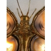 1970’ Applique Papillon en Bronze ou Laiton, Duval Brasseur Ou Isabelle Faure, 4 Ampoules, Ailes d’Agate | Biron 1970’ Applique Papillon en Bronze ou Laiton, Duval Brasseur Ou Isabelle Faure, 4 Ampoules, Ailes d’Agate