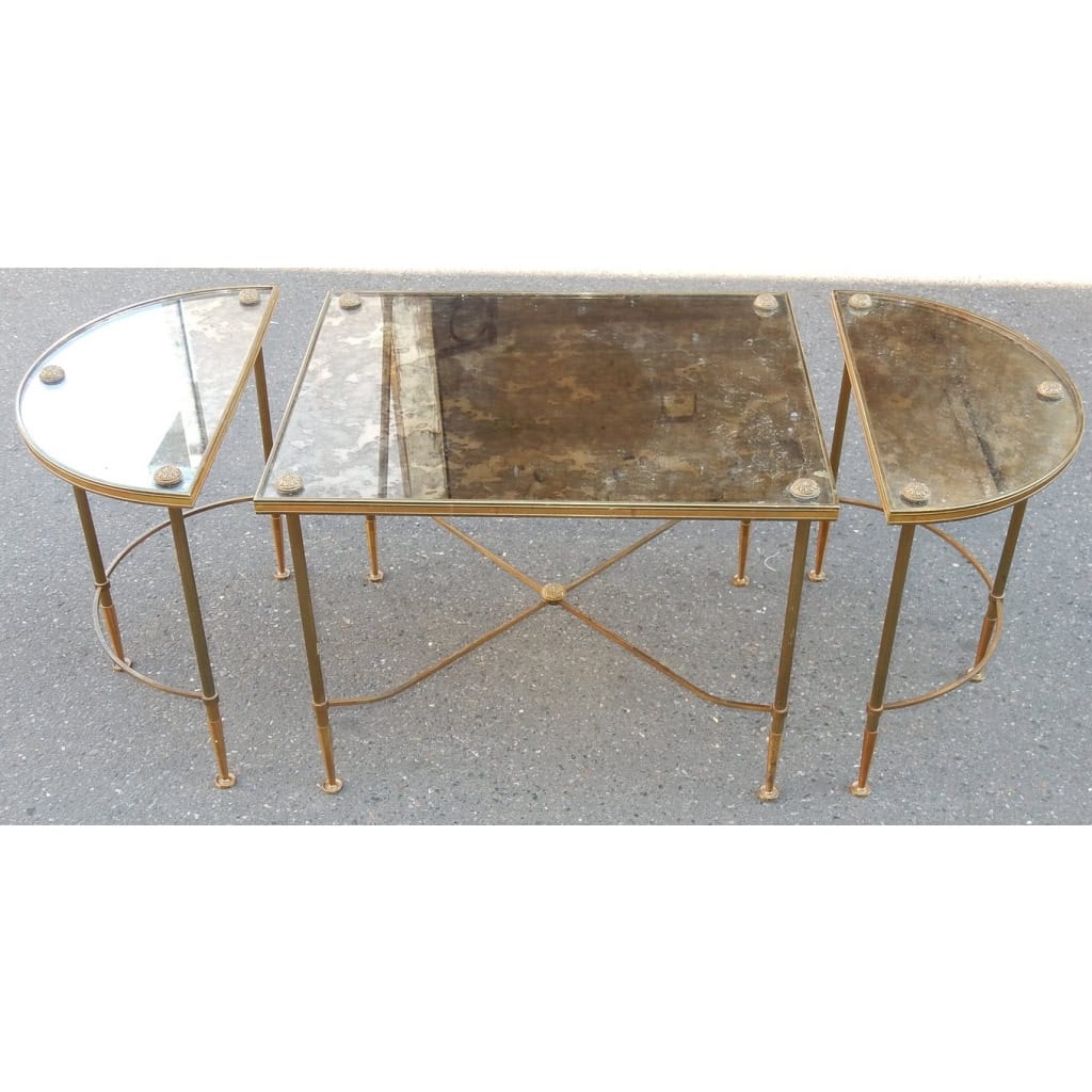 1950-70′ Table Tripartite en Laiton Style Maison Baguès 3