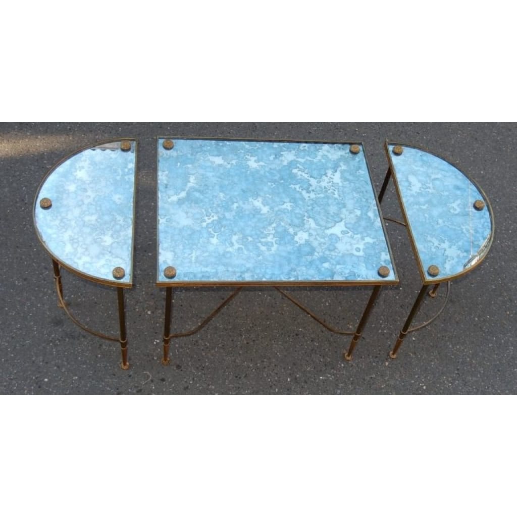 1950-70′ Table Tripartite en Laiton Style Maison Baguès 7
