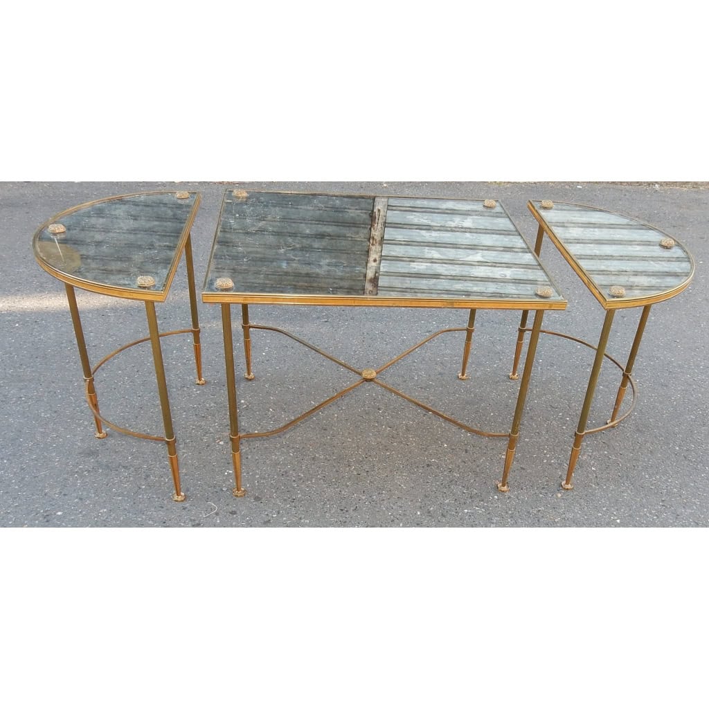 1950-70′ Table Tripartite en Laiton Style Maison Baguès 8