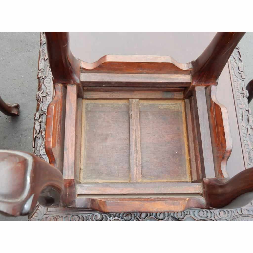 1920/1950 Table a Jeux Mahjong Chine et ses 4 Sièges Palissandre | Biron 1920/1950 Table a Jeux Mahjong Chine et ses 4 Sièges Palissandre