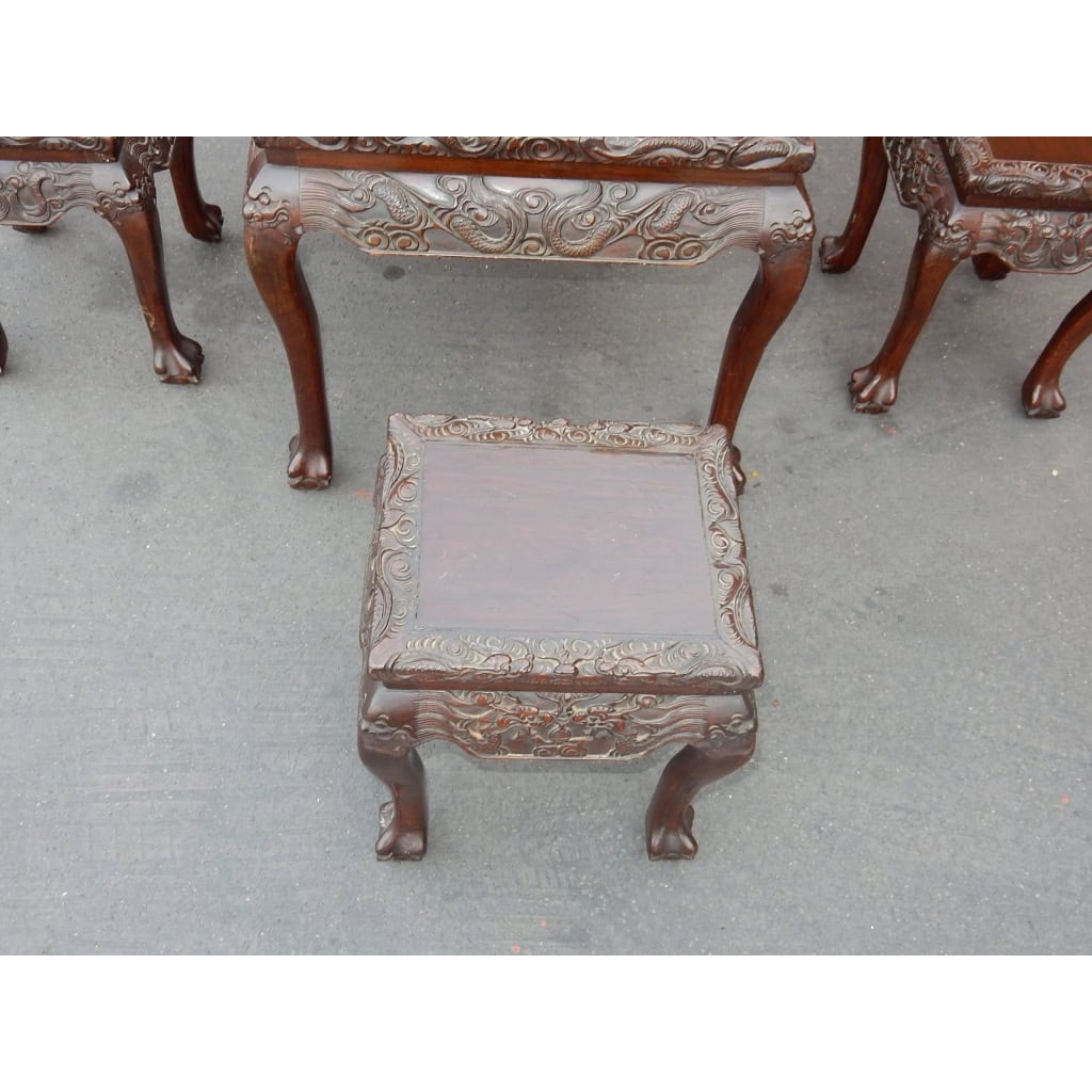 1920/1950 Table a Jeux Mahjong Chine et ses 4 Sièges Palissandre | Biron 1920/1950 Table a Jeux Mahjong Chine et ses 4 Sièges Palissandre