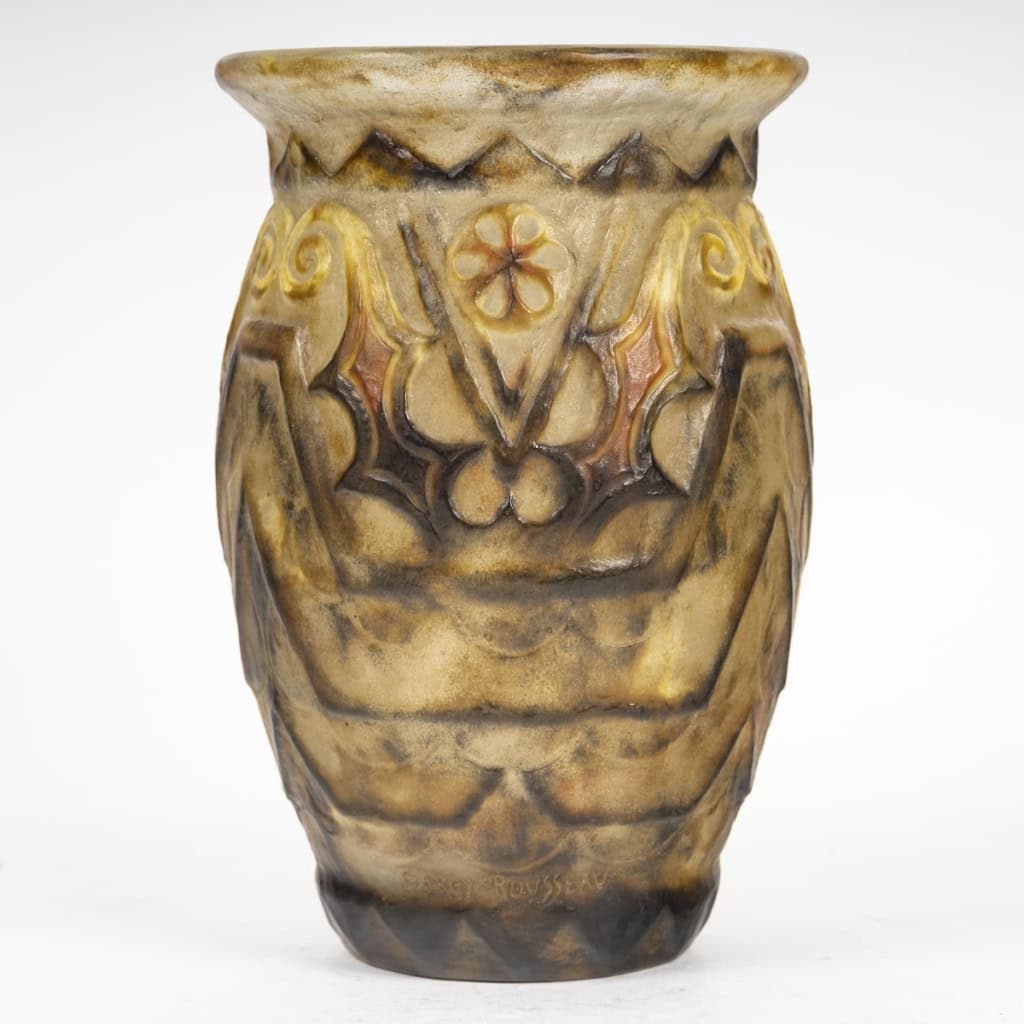 Gabriel Argy Rousseau – Vase Modèle « feuilles De Chardon », 1927 En Pâte De Verre Art Déco | Biron |||||||