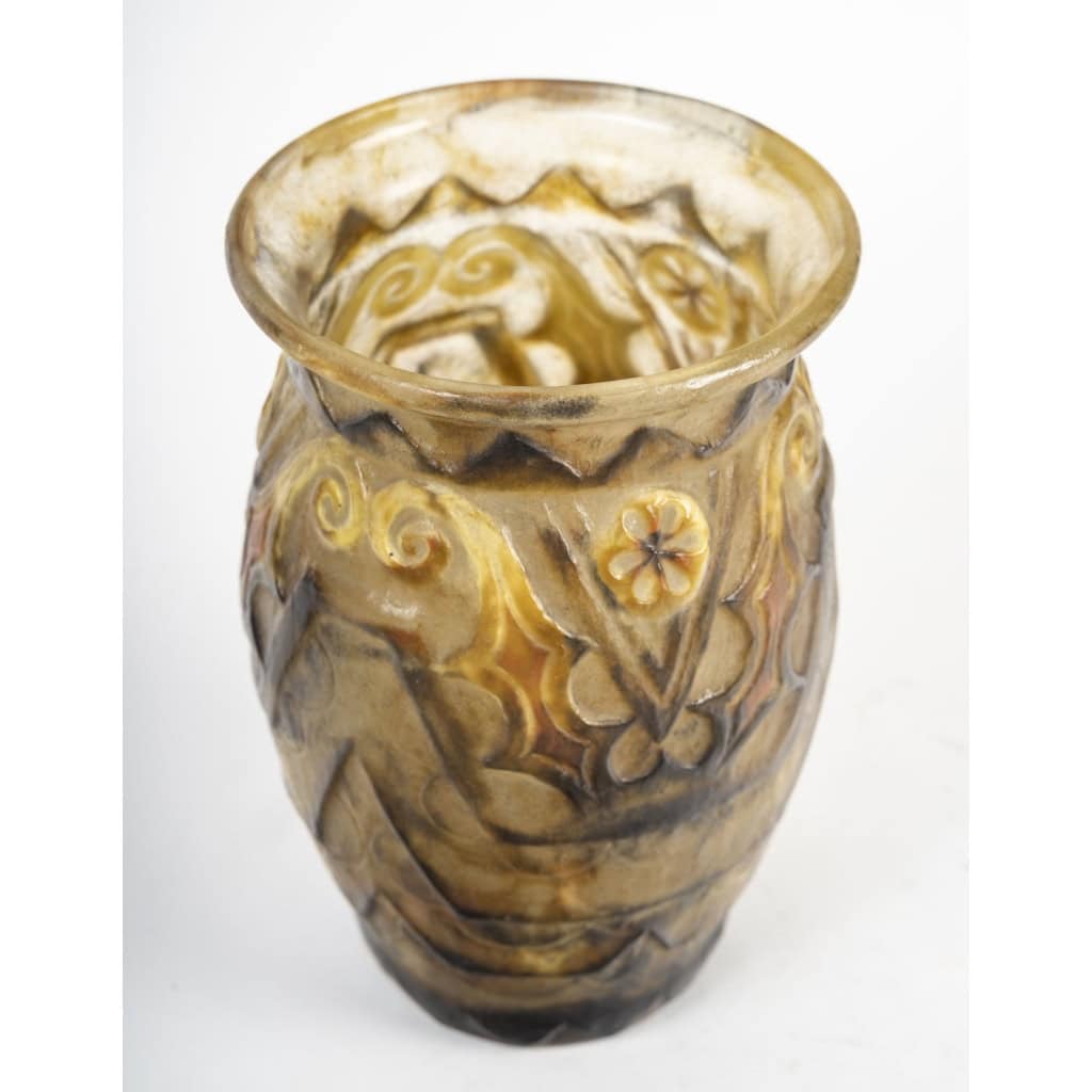 Gabriel Argy Rousseau – Vase Modèle « feuilles De Chardon », 1927 En Pâte De Verre Art Déco | Biron Gabriel Argy Rousseau - Vase Modèle « feuilles De Chardon », 1927 En Pâte De Verre Art Déco