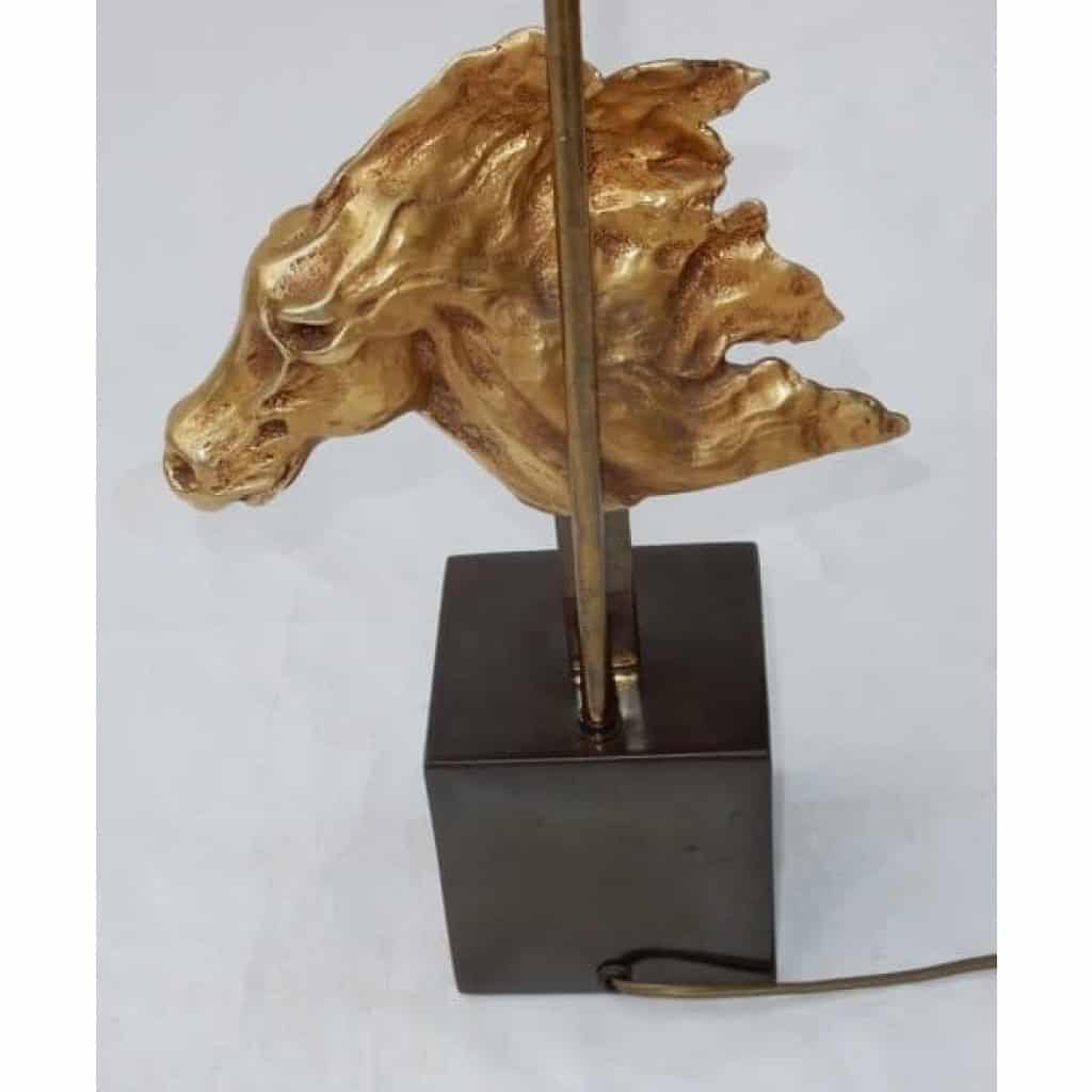 1970′ Lampe Décor De Tête De Cheval Bronze Doré DLG Duval Brasseur Non Signée | Biron 1970′ Lampe Décor De Tête De Cheval Bronze Doré DLG Duval Brasseur Non Signée